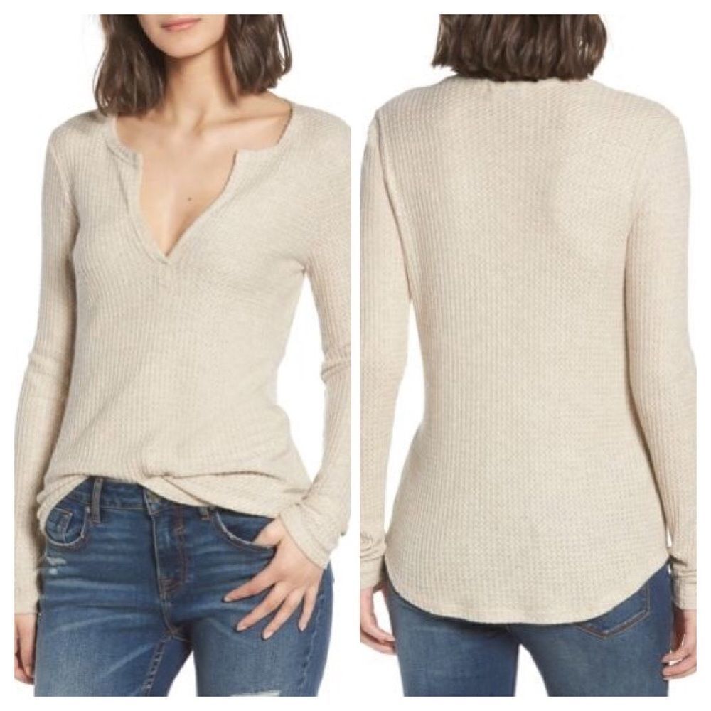 Socialite Thermal Henley Top Size XS in Oatmeal